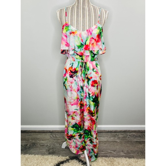 Anthropologie Fleur Wood Ikebana Floral Silk Jumpsuit XS Femme Casual Chic Luxe - Picture 2 of 9